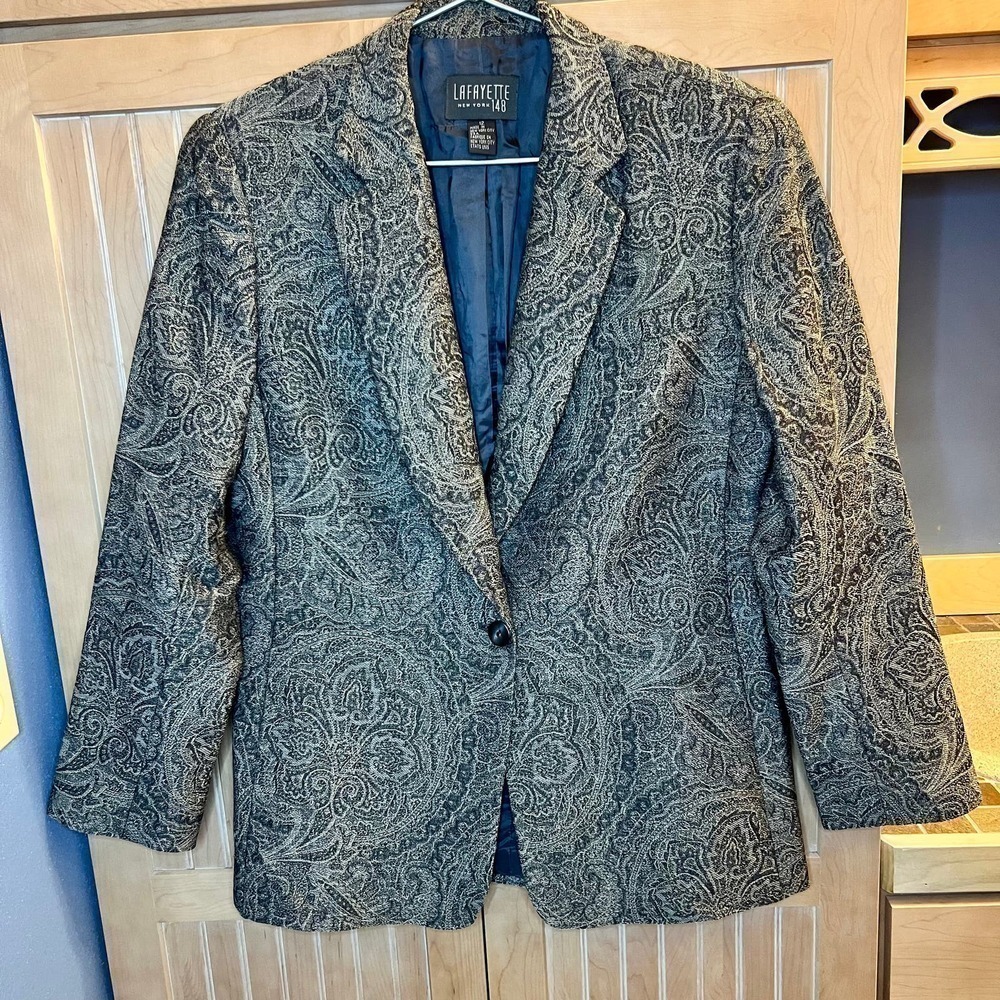 Lafayette 148 New York Size 12 Vintage Wool Blend Gold Fleck Vintage Blazer
